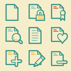 Document web icons, retro colors