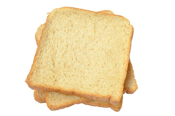 three fresh bread slices isolated on white background