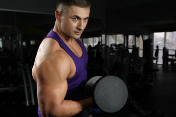 Fototapeta na wymiar Bodybuilder training in the gym