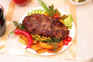 Appetizing roasted fillet of pork