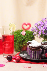 Chocolate muffins and berry mors © bozhdb
