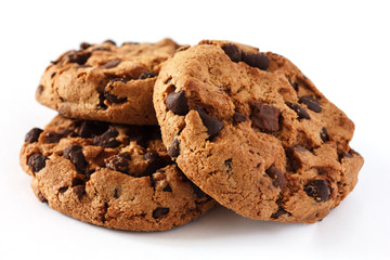 Chocolate chip cookie on white - 60865370