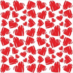 red Sketch Hearts Background