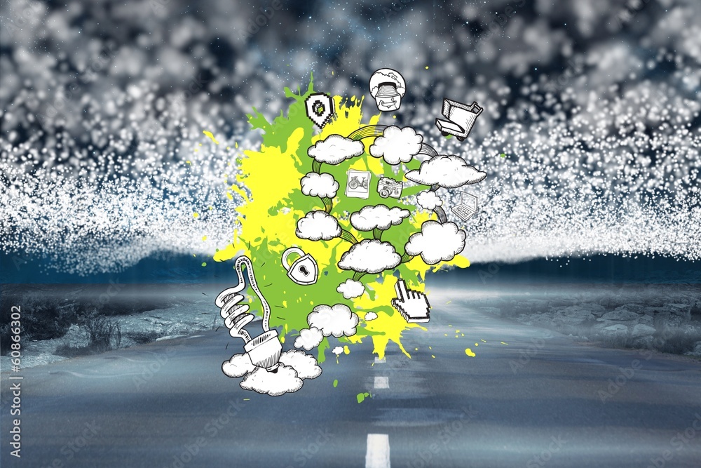 Poster Composite image of brainstorm on paint splashes