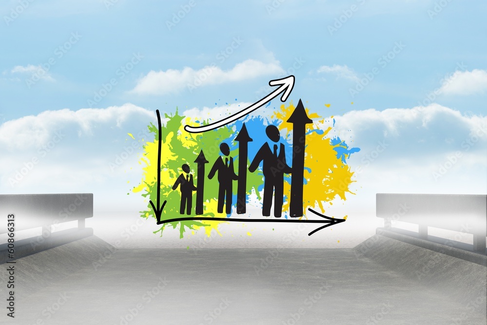 Poster Composite image of human resources bar chart on paint splashes