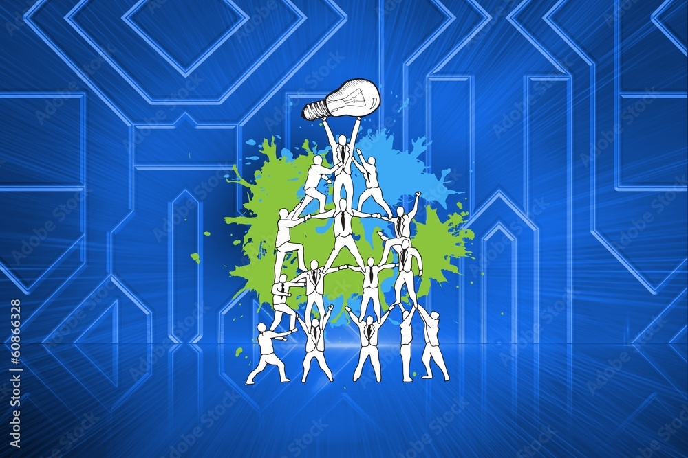 Poster composite image of teamwork concept on paint splashes