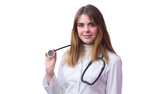 young  doctor with phonendoscope on neck