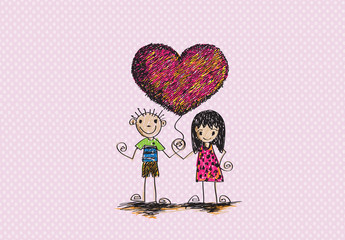 Cartoon wedding hand drawn wedding couple