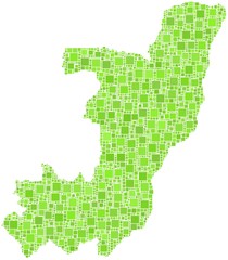 Fototapeta premium Republic of the Congo in a mosaic of green squares