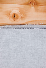 Texture canvas fabric on wooden background