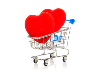 Shopping cart with red heart