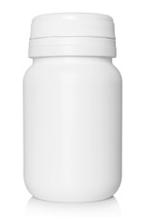 White medical container on white background