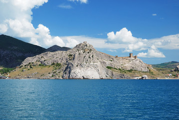 View of Crimea seacoast with the ancient Genoese stronghold