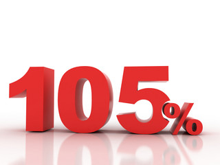 3d rendering of a one hundred five percent discount in red lette