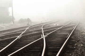 Railway in fog