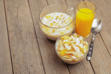 Healthy breakfast, space for text