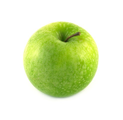 Big ripe green apple isolated on white closeup