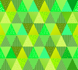 Background with colored triangles. Green Mosaic Vector