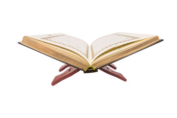 The Holy Quran on a traditional wooden book stand