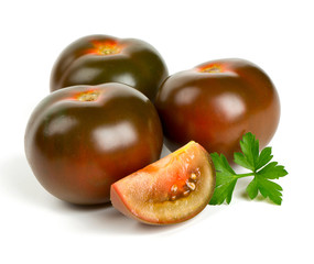 kumato tomatoes isolated on white background