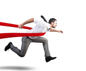 Successful businessman in a finishing line