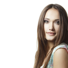 Fototapeta premium young beautiful woman cheerful looking at camera isolated on whi