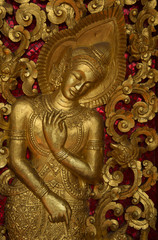 Buddha Carving inside a temple, Luang Prabang, Lao