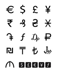 Сurrency symbols. Vector format