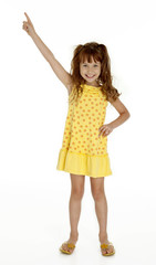 Cute Little Girl Pointing Upward