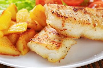 roasted codfish fillet with vegetables