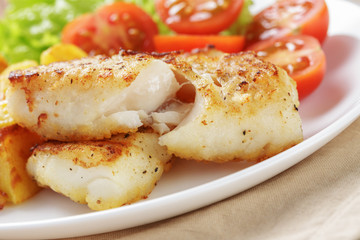 roasted codfish fillet with vegetables