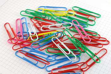 Color clips on checked paper