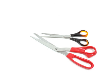Two scissors with color handles