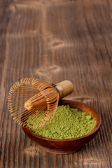 Powdered green matcha tea