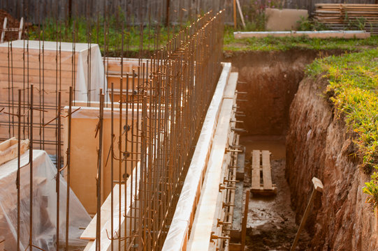 formwork for the concrete foundation, building site