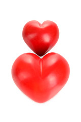 two decorative red heart