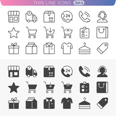 Shopping and money set. Trendy line icons for web and mobile