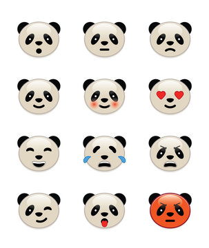 Panda bear emotion icons