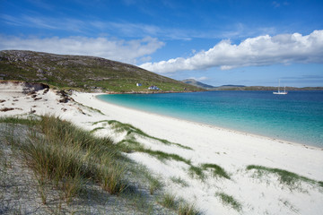Hebrides in summer : colorful bay of Vatersay