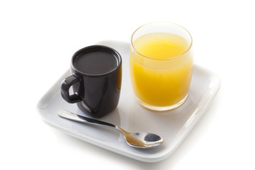 Cup of coffee and orange juice