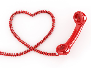 Phone Reciever with Heart Cord