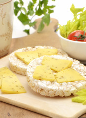 Rice cake cheese snack