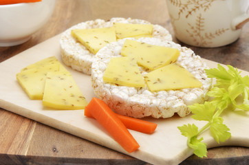 Rice cake cheese snack