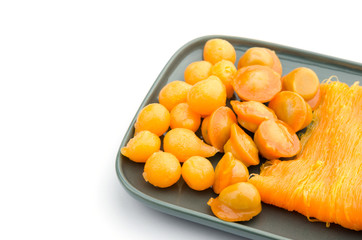 Thai dessert on plate, isolated