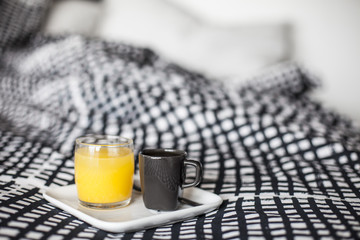 Cup of coffee and orange juice