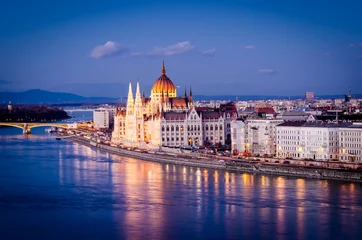 Crédence en verre imprimé Budapest Budapest, Parlement la nuit