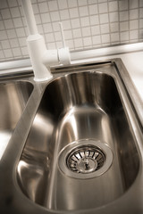 empty bowl stainless steel sink