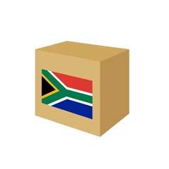 Drapeau de l'Afrique du Sud dans un carton