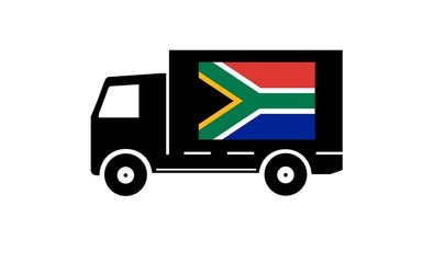 Drapeau de l'Afrique du Sud dans un camion