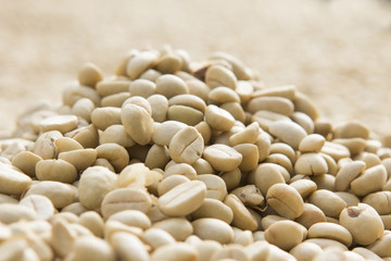 Coffee beans dried in the sun.